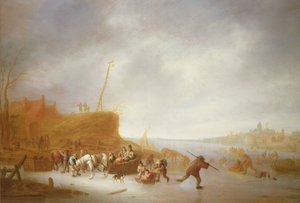 Paesaggio invernale con pattinatori